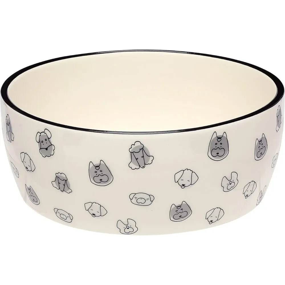 Pearhead Ceramic Dog Bowl Extra Large 8 Cup - Puppy Faces Pattern, XL 64 oz